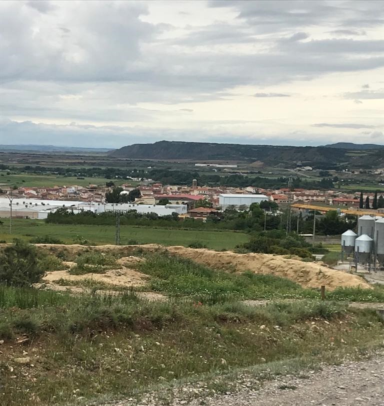 Vista de Carcastillo desde la subida al monte Larrate